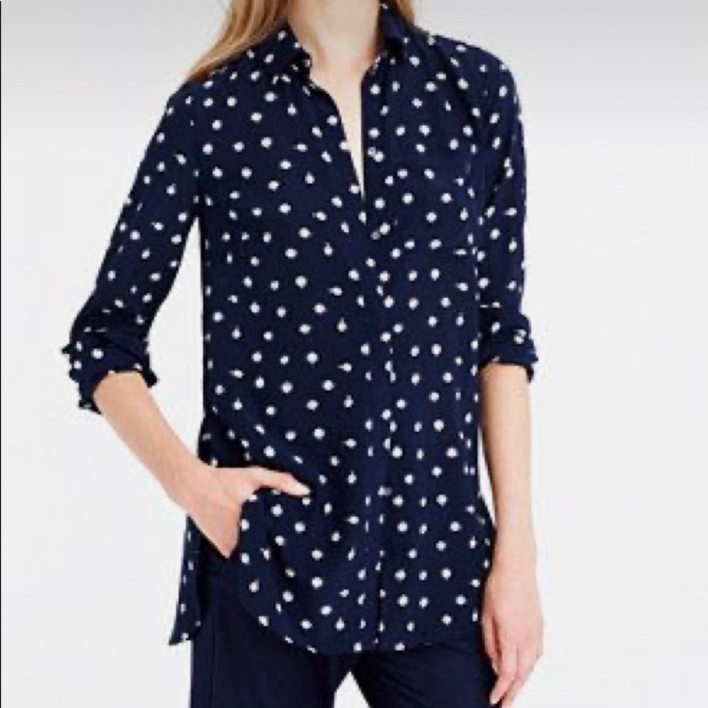 J Crew “Tick- Tok” Silk Blouse